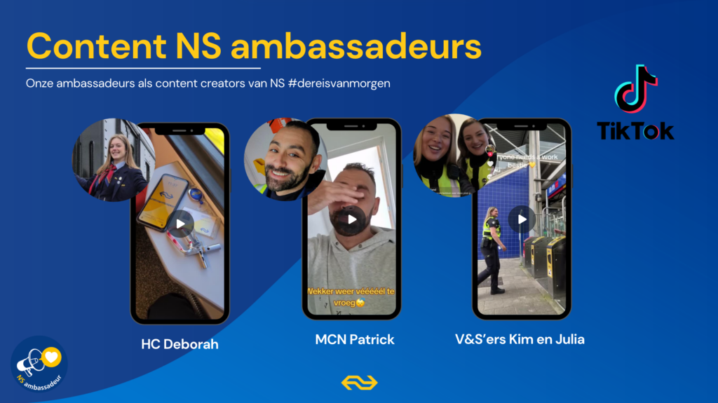 Ambassadeursprogramma NS💛💙: wij regelen het podium, zij delen hun verhaal (inzending NS)